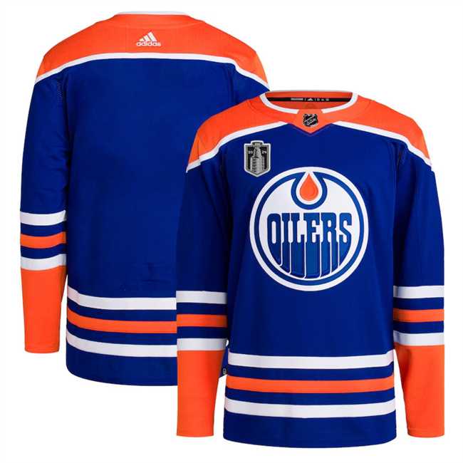 Men%27s Edmonton Oilers Blank Royal 2024 Stanley Cup Final Patch Stitched Jersey Dzhi